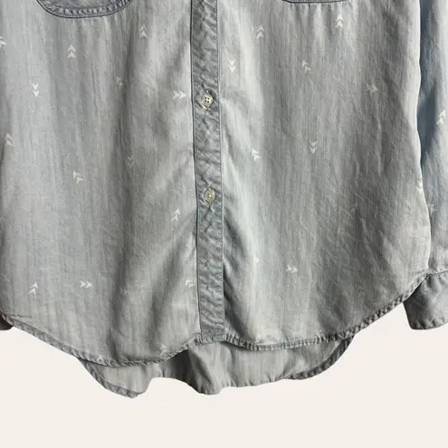 Rails Light Blue Chambray Arrow Long Sleeve Lyocell Button-Up Shirt Size Medium