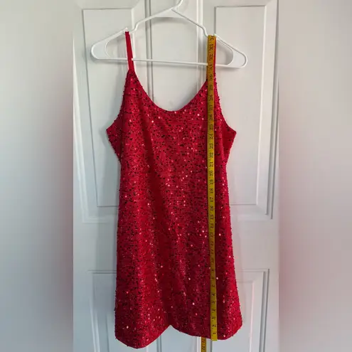 Red Sequin Mini Party Dress | Sleeveless Slip Style | Size M Size M
