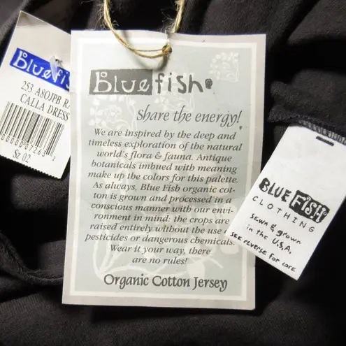 NWT Vintage Blue Fish Calla Maxi in Raven 1998 Botanicals Long T