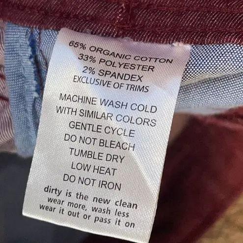 Toad & Co Womens Mid Rise Lola Slim Fit Straight Skinny Jeans Burgundy Sz 4 NWT Red