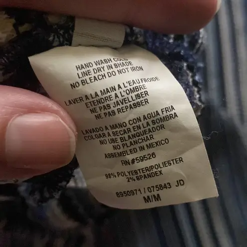 Becca swim women’s blue stripe crochet open leg boho beach pants, size medium