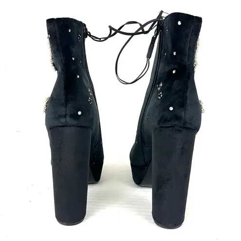 EXPRESS NEW -  Rhinestone Embellished Platform Heeled Ankle Boots - Size 6 thumbnail 10