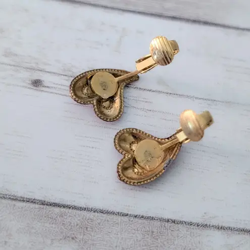 Vintage Clip On Earrings Valentines Hearts