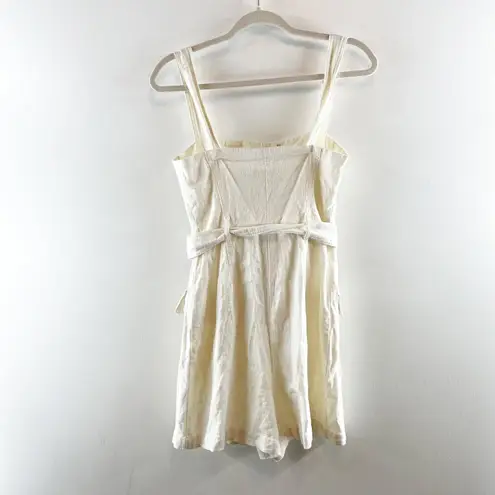 House of Harlow Linen Square Neck Belted Romper White 4