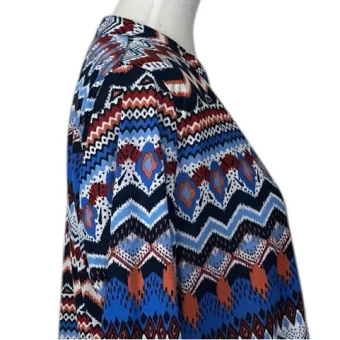 Absolutely Famous Popover Top Split Neck Tab Sleeves Blue Women’s Size Large