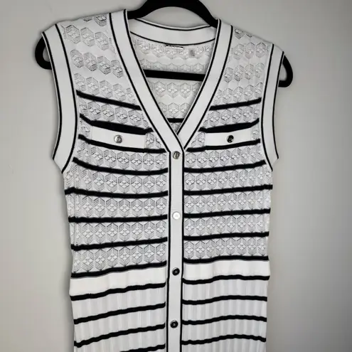 Elie Tahari Blue and White Striped Stretch Knit Maxi Dress Size Medium