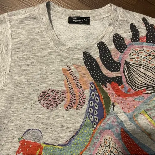 Inoah Art To Wear Lagenlook Asymmetrical Tee Shirt Dress XS