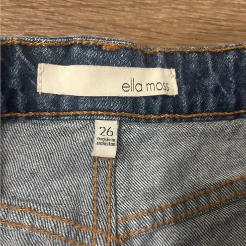 Ella Moss Junior High Waist Raw Hem Distressed Denim Mini Skirt Size 26 - EUC
