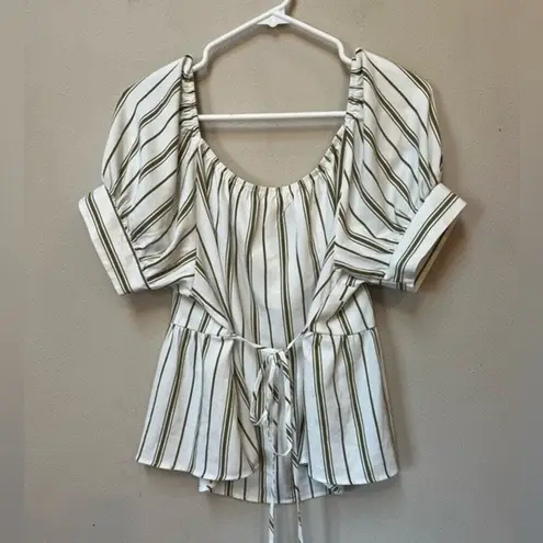 Society + Stitch Women’s Plus Size Green White Striped Tie V