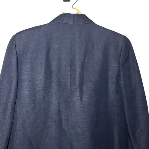Vintage 80s Giorgio Sant'Angelo Navy Linen Rayon Blazer Sz 10 Made in Romania Blue