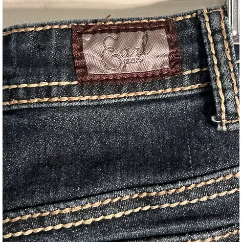Earl Jeans Womens Size 9 Blue Denim Embroidered Boot Cut Low Rise Stretch
