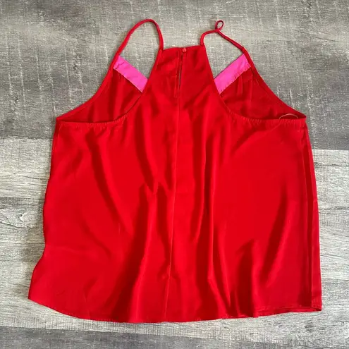 Main Strip Chiffon Colorblock Tank Top Womens Plus 3X Red Pink Feminine Flirty