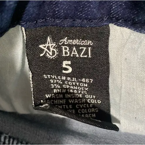 American Bazi | Women's Moto Dark Wash Mid Rise Stretch Skinny Jeans RJL-467 | 5