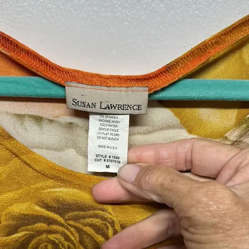 Susan Lawrence Orange Gold Fitted Cap Sleeve Blouse