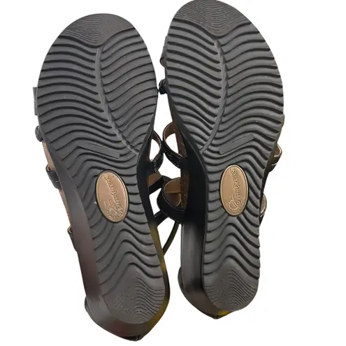 Earth Origins Kendall Wedge Sandals Braided Straps Comfort Black Zip 9.5M