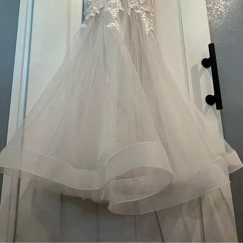 Elegant White Lace Gown beaded 4 wedding dress prom formal see measurements