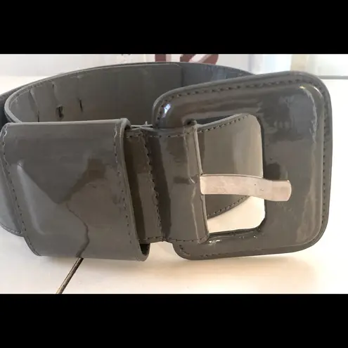 Unique Vintage Vintage Grey Patent faux Leather Belt Emily in Paris SATC And Just Like That