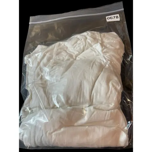 Simply Emma 3x Crochet Back Stretch Jersey Knit White Open Front Long Sleeve Top