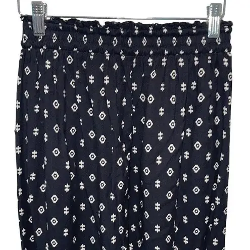 Mia & Tees Womens Geometric Print Drawstring Straight Leg Pants Black Small