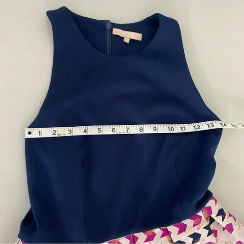 Hutch Anthropologie Blue Fit & Flare Metallic Arrowhead Short Mini Dress Size 8