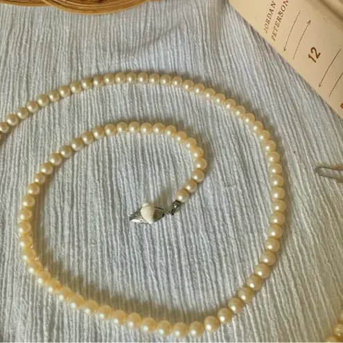 Seashell Peachy Pink Pearl Necklace Vintage “Sorcha” 30” Marquise Elegant Beachy