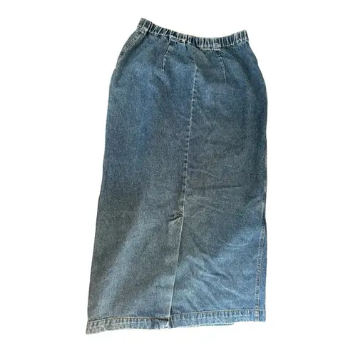 American Vintage Vintage 90’s Stonebridge long faux wrap blue denim skirt side pockets size 4 P