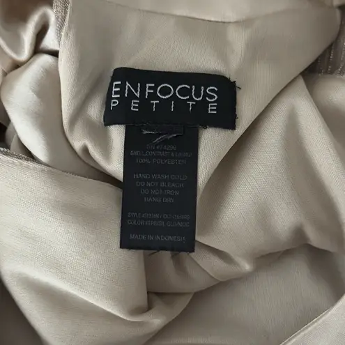 Enfocus Dress Womens Medium Petite Gold Shimmer Shift Ribbon Bow Party Elegant Size undefined