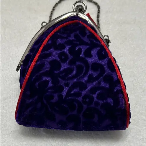 Chic Red and Purple Clutch with Chain Strap
