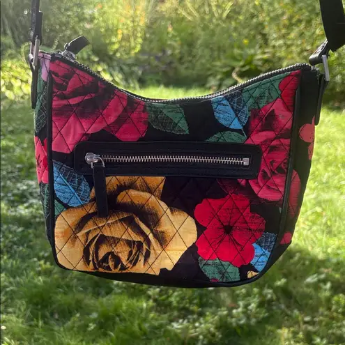 Floral Quilted Shoulder Bag Black
