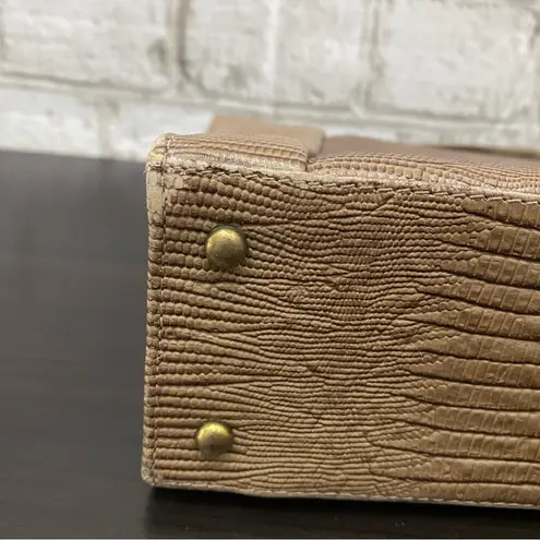 Vintage Mam 'Selle New York MidMod Lizard Textured Leather Tan Clutch Handbag