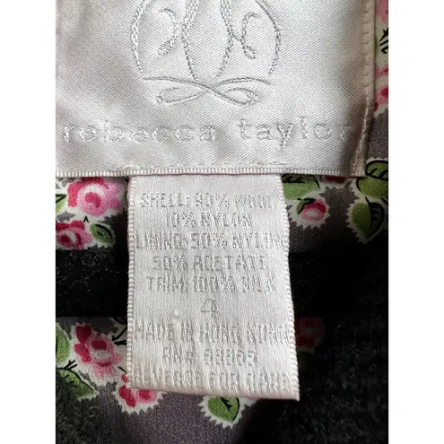 Rebecca Taylor Notch Lapel Belted Double Breasted Trench Coat Black Women Size 4