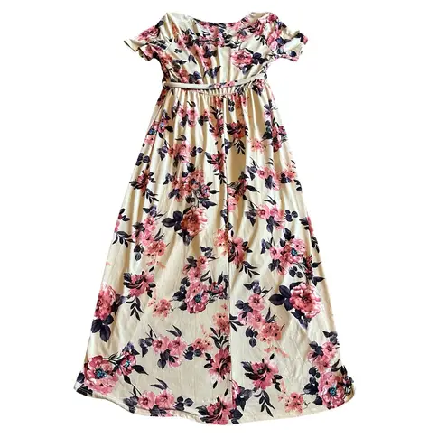 Pinkblush Maternity High Low Floral Print Dress Hi-Lo Short Sleeve Size Large