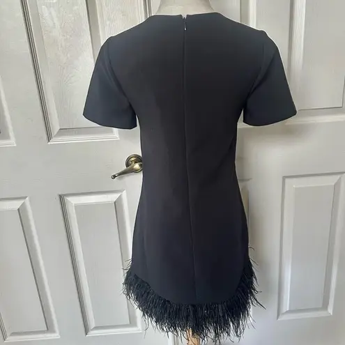 Likely Marullo feather trim black mini dress size 0 new with tags