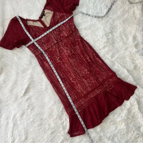 Ryan Michelle Burgundy Lace Midi Dress | Size XL | Made in Vietnam Red
