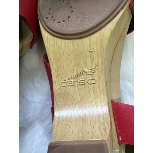 Dansko Red Leather Ankle Strap Heeled Sandals Women's Size 41 EU