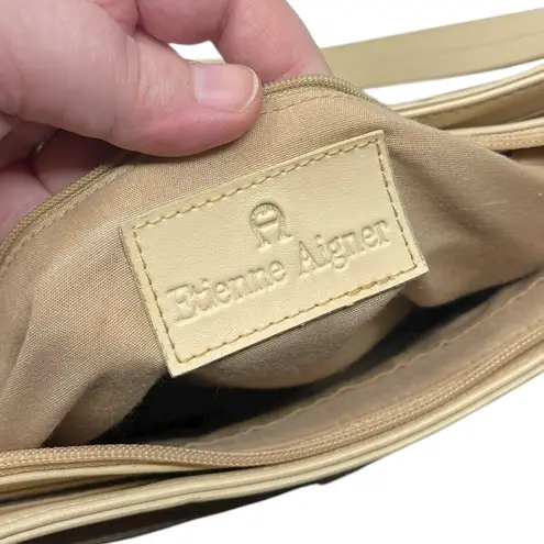 Etienne Aigner Woven Shoulder Bag Purse Tan With Goldtone Hardware Classic