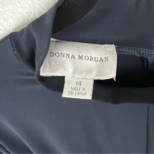 Donna Morgan Marine Navy Long Sleeves Back Zipper Belted Waist Jumpsuit, Size 14