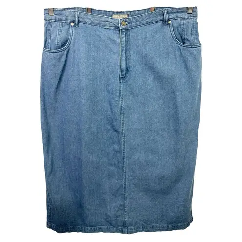 Jessica London 22W Denim Blue Midi Straight Kick Pleat Solid Jean Pockets 274