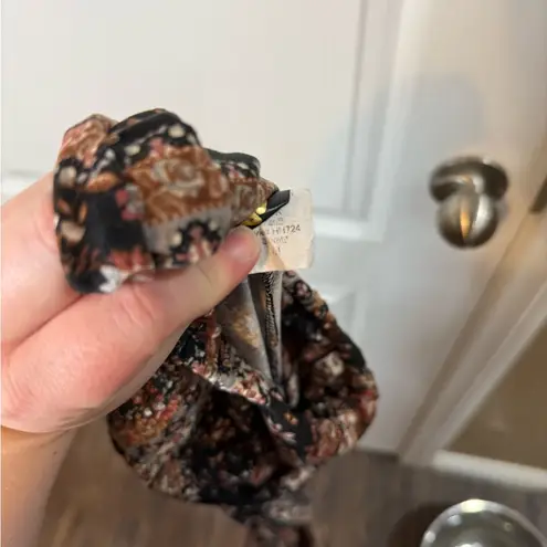 Floral Striped Women's Flare Pants Black Size M