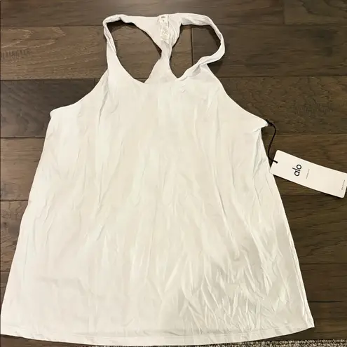 Alo Yoga New With Tags White All Don’t Get It Twisted Tank Sz M