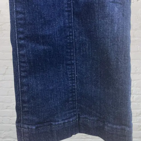 INC Stretch Wide-Leg Crop Jeans Size 12 Blue High Waisted Casual Comfy Pull On