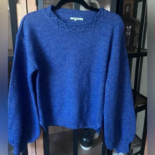 Tularosa  sweater cobalt blue knit balloon sleeves crewneck long sleeve chunky