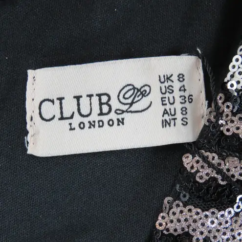 Club L Leopard Print Sequin Plunge Neck Long Sleeve Mini Dress 4 Brown