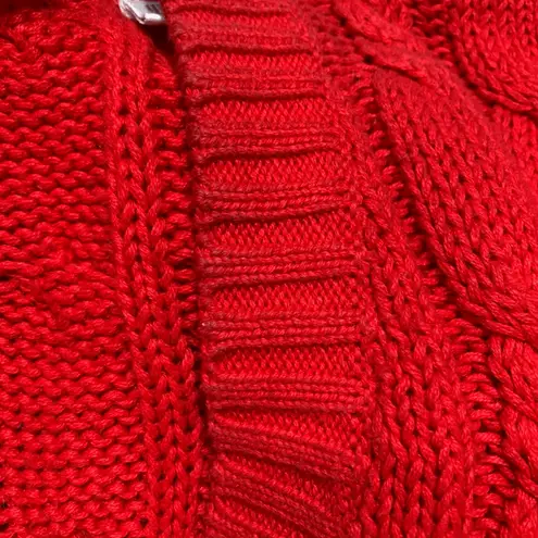 Vintage Copper Key Red Cable Knit Oversized Pocket Cardigan Sweater Grandpa