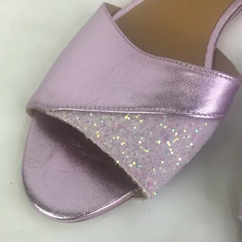 BHLDN New Emma Go pink Metallic Glitter leather Dorsey Flats 38/8