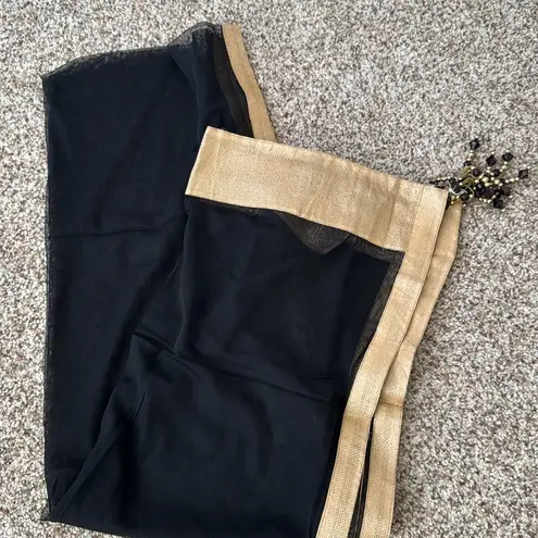 Embroidered party wear Indian long gown anarkali kurta 3 piece set Black