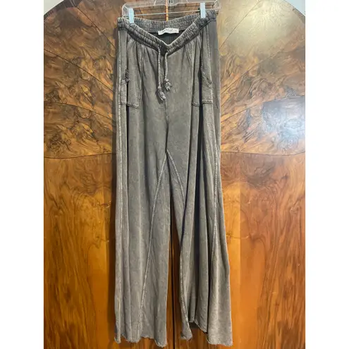 THREE BIRD NEST Relaxing Robin Drawstring Wide Leg Pants Loungewear Sweatpant XL Gray