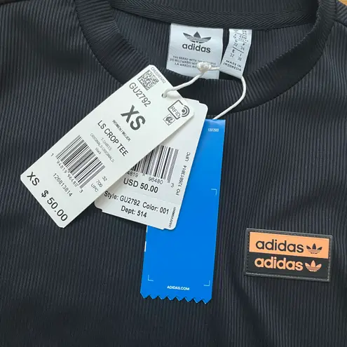 【ADIDAS ORIGINALS】★CUT OUT RIB TSHIRT★正規品★ Adidas Originals Outline Ribbed Crop Long-Sleeve Shirt Size