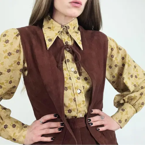 Vintage Western Suede Vest + Skirt Set in Brown | Size M Size M