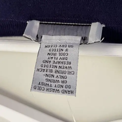 Carmen Marc Valvo NWT Women’s Split Neck 3/4 Sleeve Gold Rings Top Blue Small